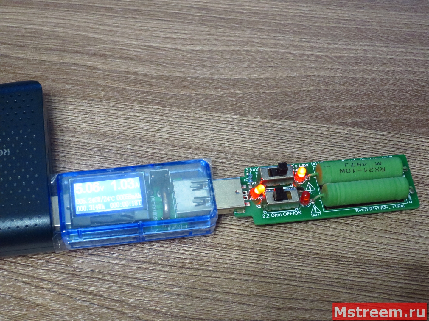 USB тестер с нагрузкой для замеров ёмкости аккумуляторов