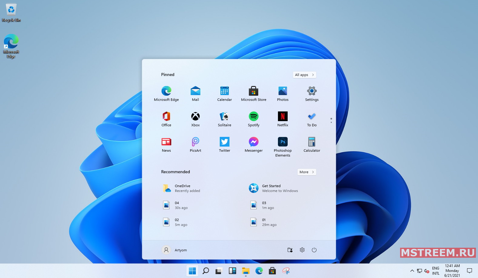 Новое меню пуск Windows 11